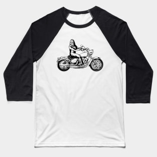 Bigfoot on Motorcycle Baseball T-Shirt